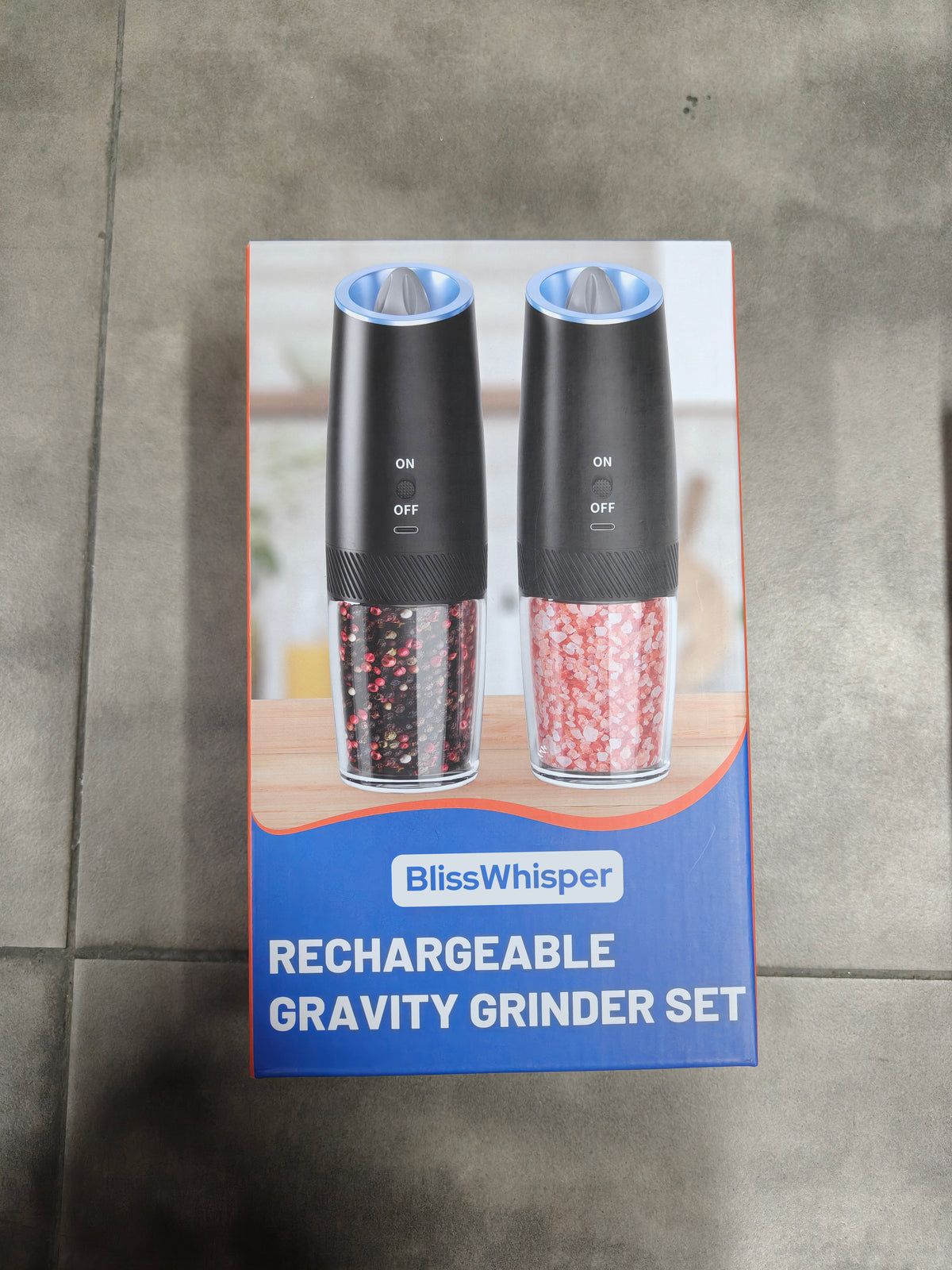 Rechargeable Gravity Salt & Pepper Grinder Set
