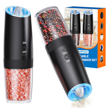 Rechargeable Gravity Salt & Pepper Grinder Set